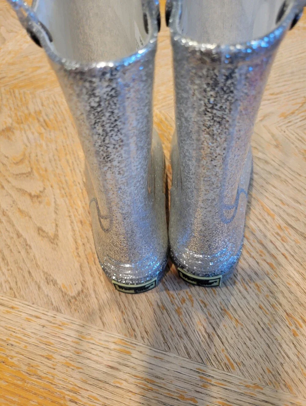 Western Chief Girls Silver Sparkle Rain Boots Size 1